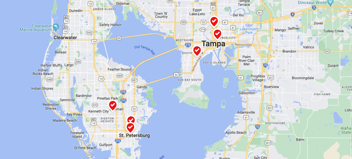Renüable Composting Tampa / St. Pete Drop Off Map
