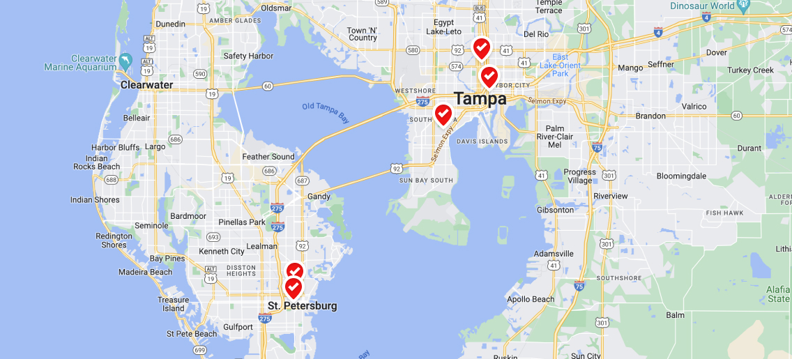 Renüable Composting Tampa / St. Pete Drop Off Map
